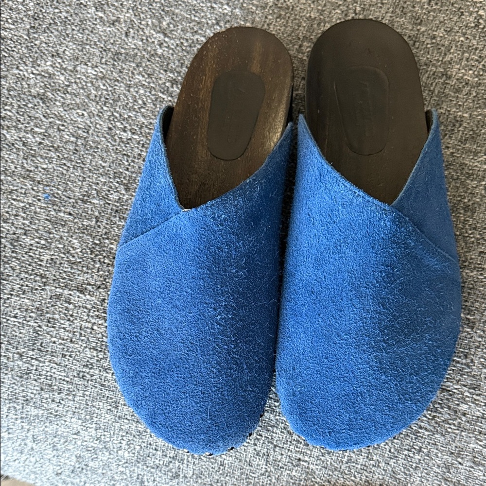 Blue Suede Men's Wooden Sabot